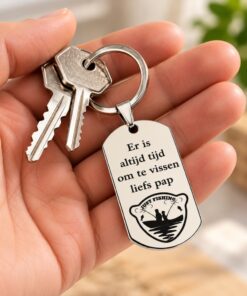 Sleutelhanger ontwerpen ID TAG Titanium laten graveren zilver kleur