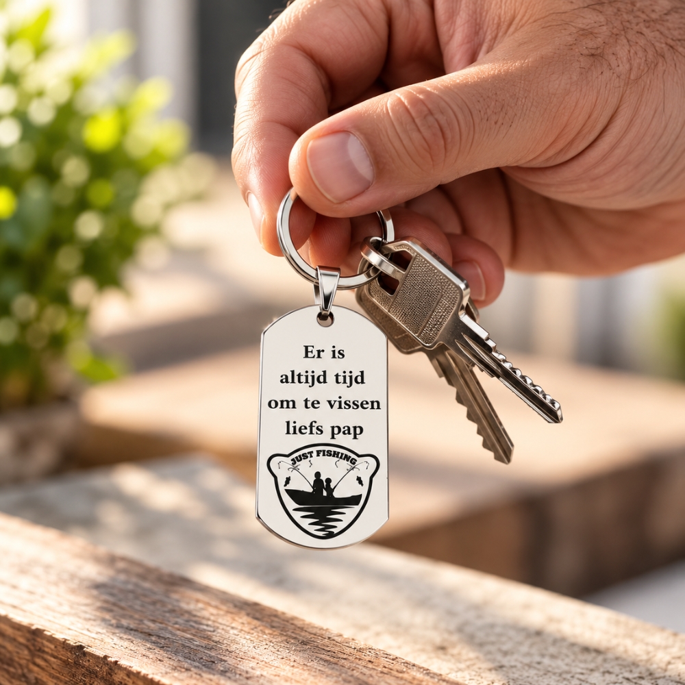 Sleutelhanger ontwerpen ID TAG Titanium laten graveren zilver kleur vader cadeau