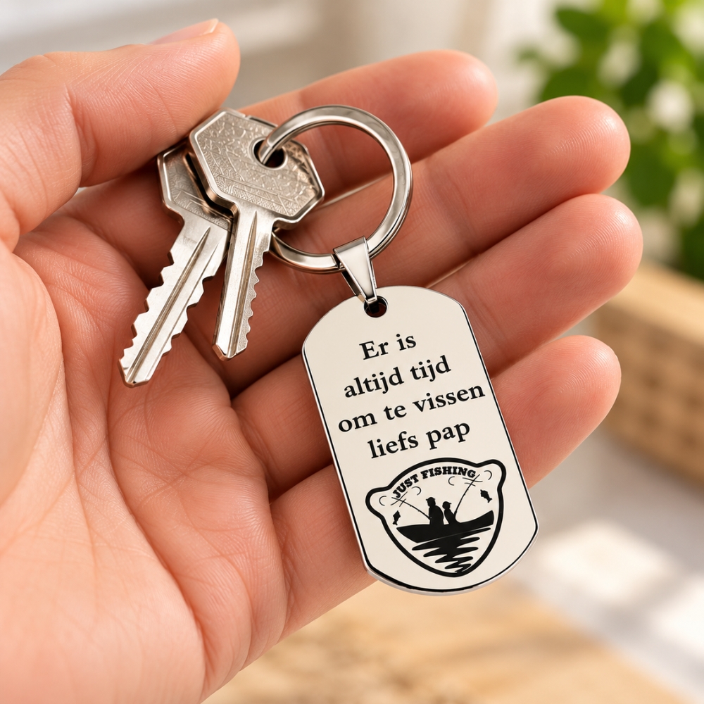 Sleutelhanger ontwerpen ID TAG Titanium laten graveren zilver kleur