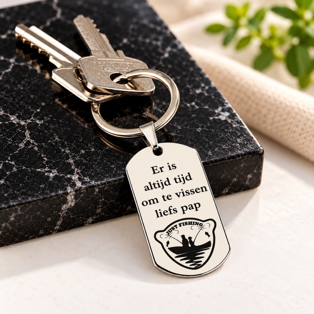 Sleutelhanger ontwerpen ID TAG Titanium laten graveren zilver