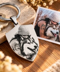 Sleutelhanger personaliseren Shield met foto graveren