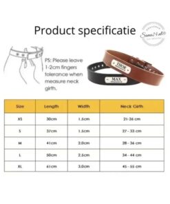 Maat honden halsband Merk sama24.nl
