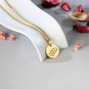 Necklace with hearts gold colored pendant with Initials 2 hearts