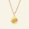 Collier avec cœurs couleur or Pendentif en titane avec initiales 2 cœurs