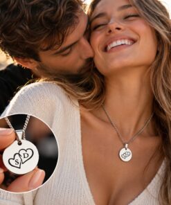Ketting met hartjes zilver kleurig gegraveerd