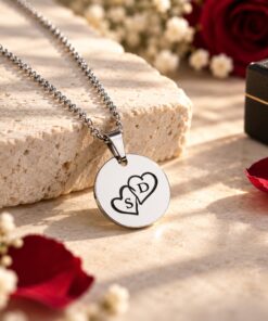 Ketting met hartjes zilver kleurig graveren