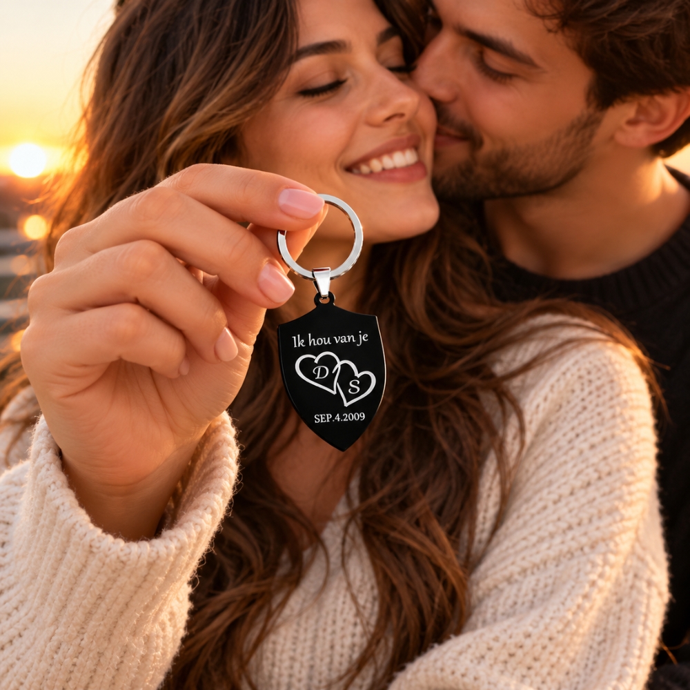 Sleutelhanger liefde man Prachtig cadeau voor hem en haar graveren