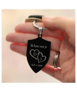 Love keychain for men - Beautiful personalized keychain as a thank you - engraved for your love or wedding day - Gift for wedding or marriage black