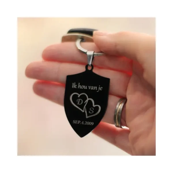 Porte-clés amour homme - Magnifique porte-clés personnalisé en remerciement - à faire graver pour votre amour ou votre anniversaire de mariage - Cadeau pour mariage noir