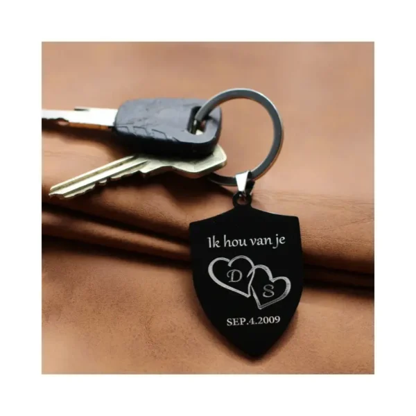 Porte-clés amour homme - Magnifique porte-clés personnalisé en remerciement - à faire graver pour votre amour ou votre anniversaire de mariage - Cadeau pour mariage noir