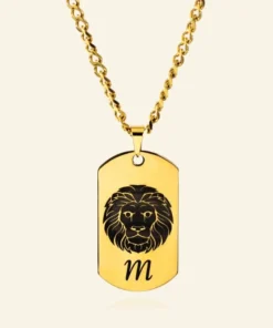 Heren ketting met sterrenbeeld Titanium hanger graveren leeuw stier en eigen initialen