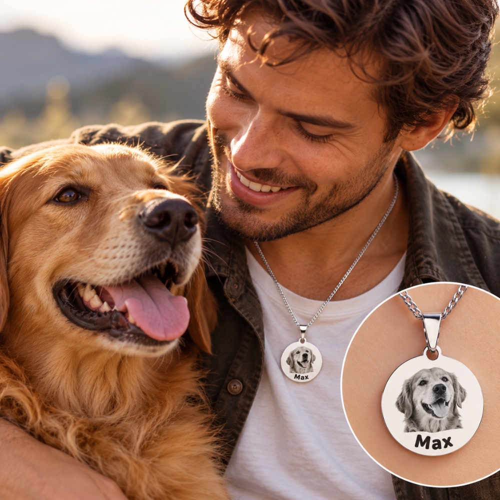 Ketting met foto huisdier hond of kat gegraveerd