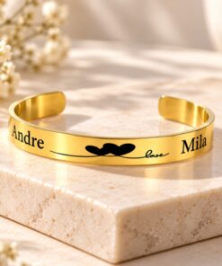 Liefdes armband met namen Titanium graveren en hartjes