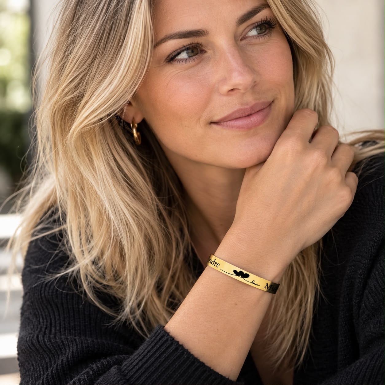 Pulsera del amor con nombres grabados en titanio