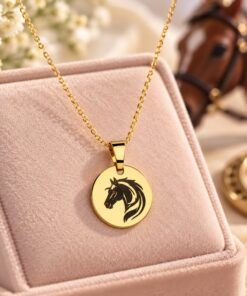 Collier enfant avec lettre et image à graver couleur or