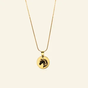 Kinderketting met letter en afbeelding graveren goudkleurig