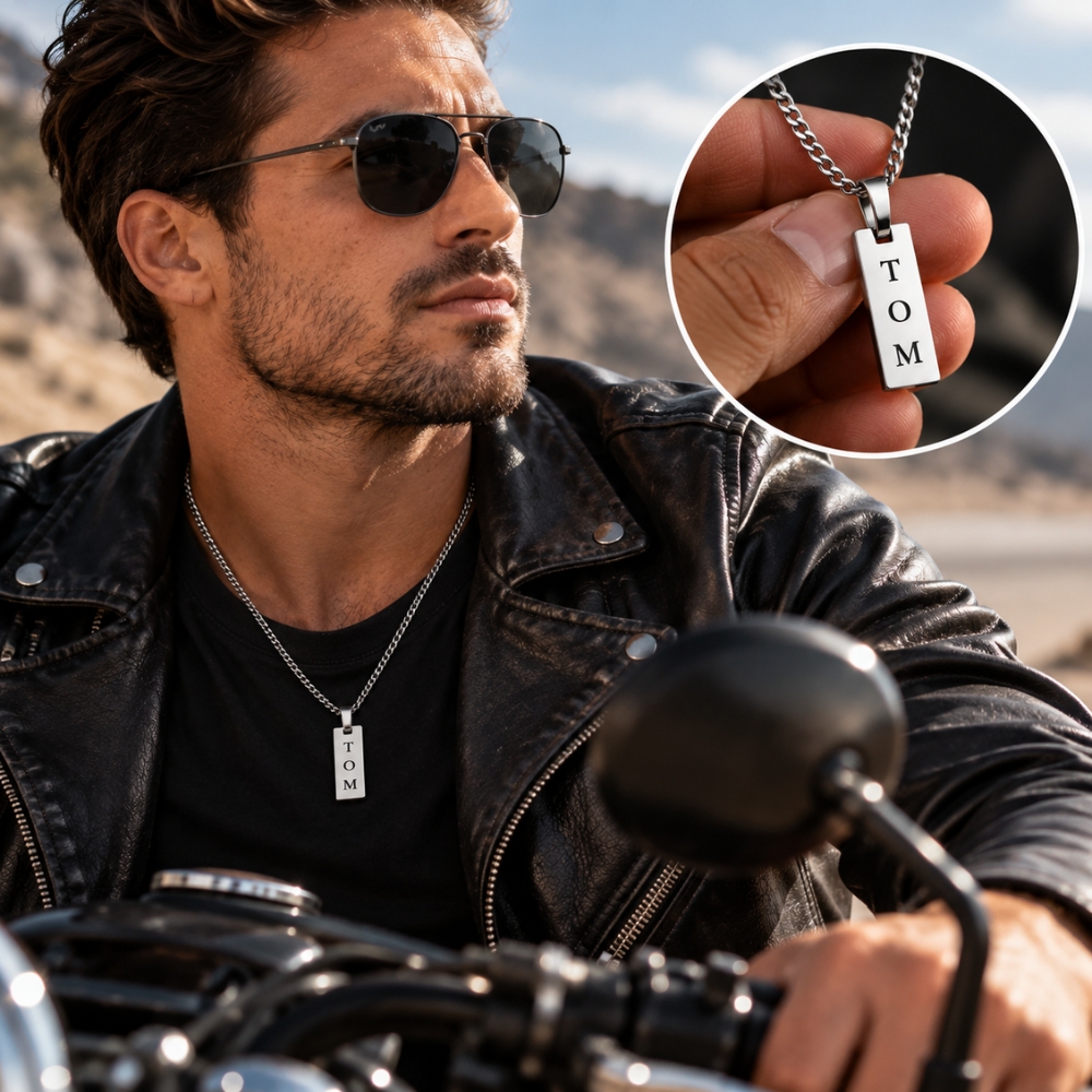 Colgante de barra personalizado con nombre de hombre grabado